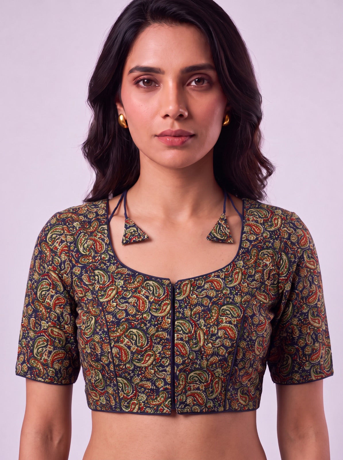 Blue Mango Motifs Readymade Cotton Blouse
