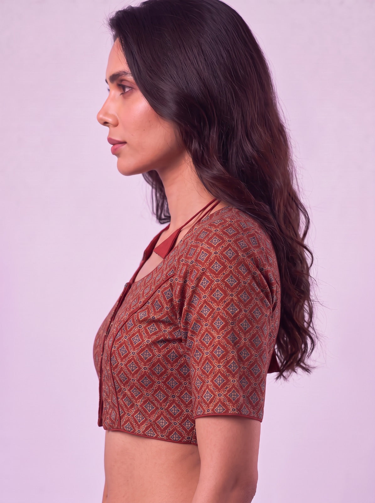 Ajrakh Geometric Print Cotton Readymade Blouse