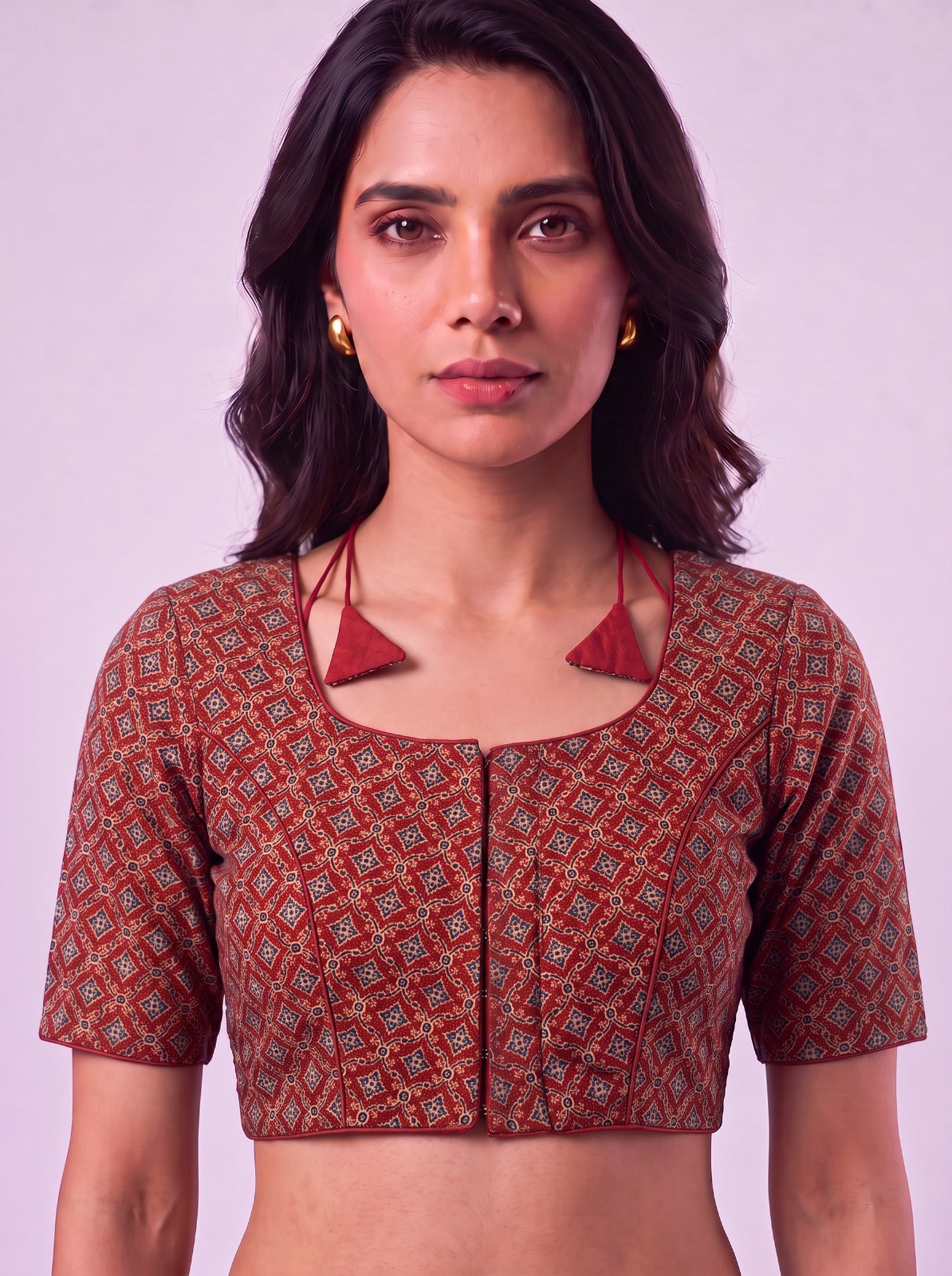 Ajrakh Geometric Print Cotton Readymade Blouse