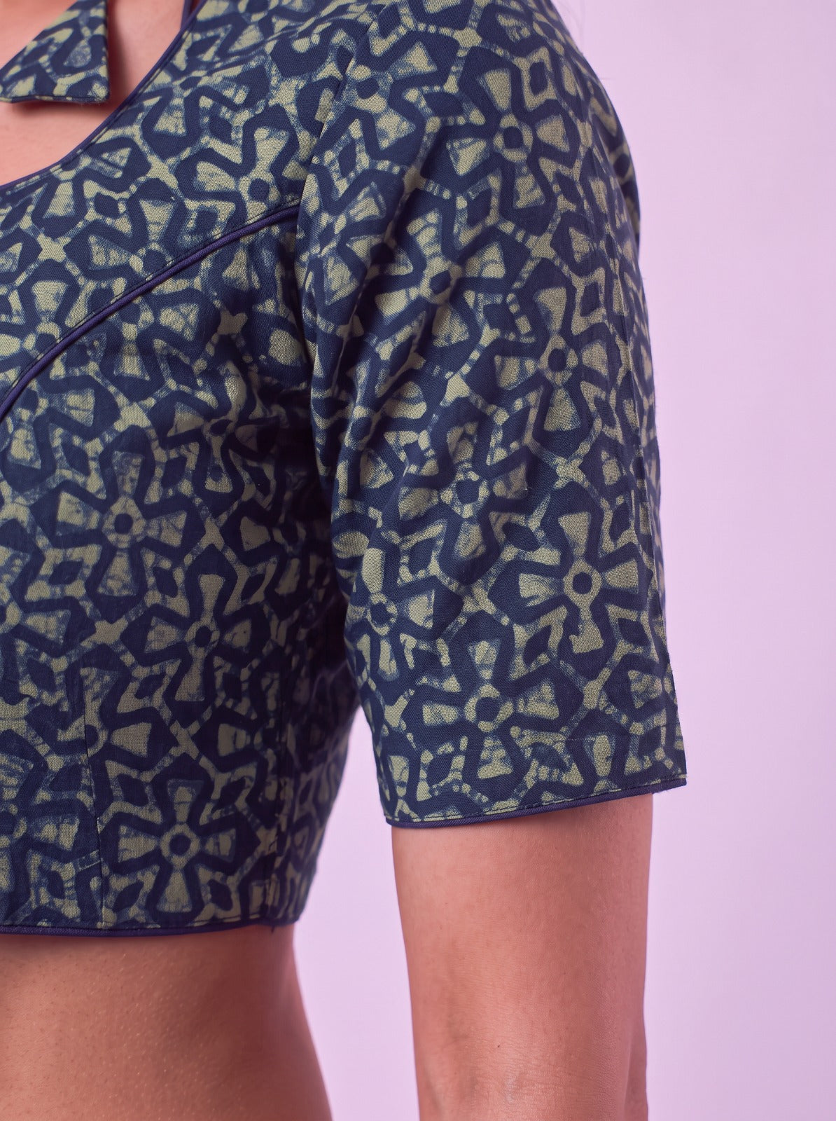 Indigo Fusion Cotton Readymade Blouse