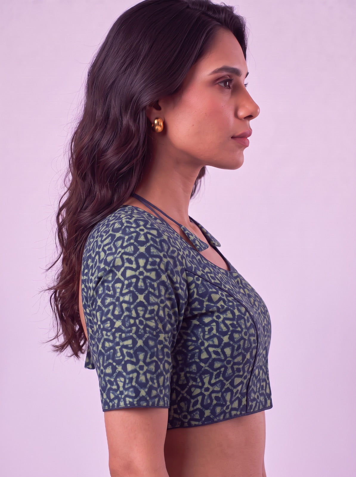Indigo Fusion Cotton Readymade Blouse