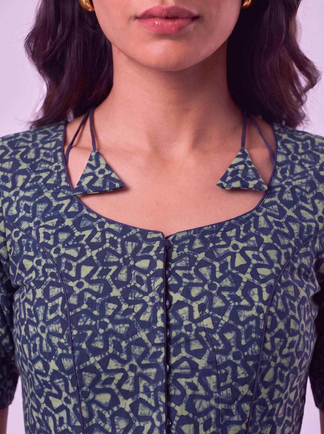 Indigo Fusion Cotton Readymade Blouse