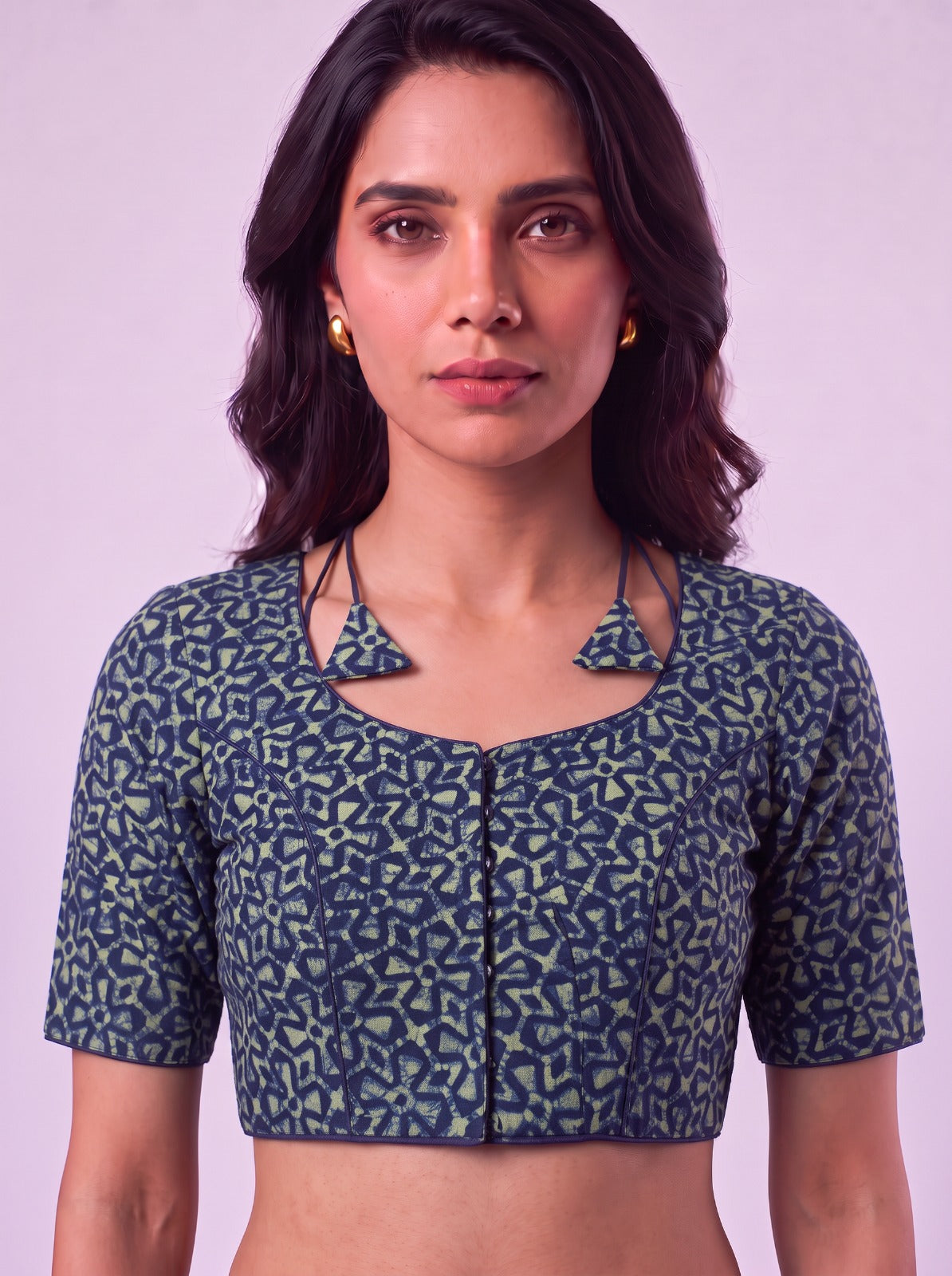 Indigo Fusion Cotton Readymade Blouse