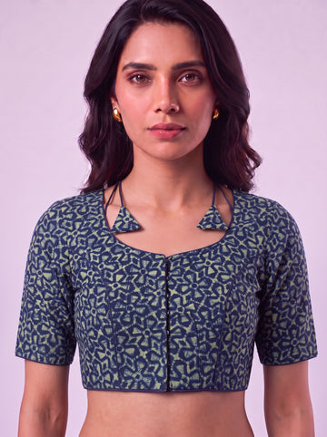 Indigo Fusion Cotton Readymade Blouse