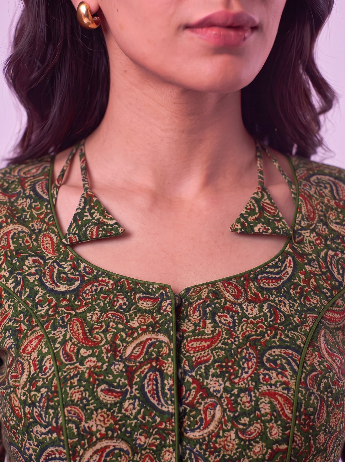 Green Mango Motifs Readymade Cotton Blouse