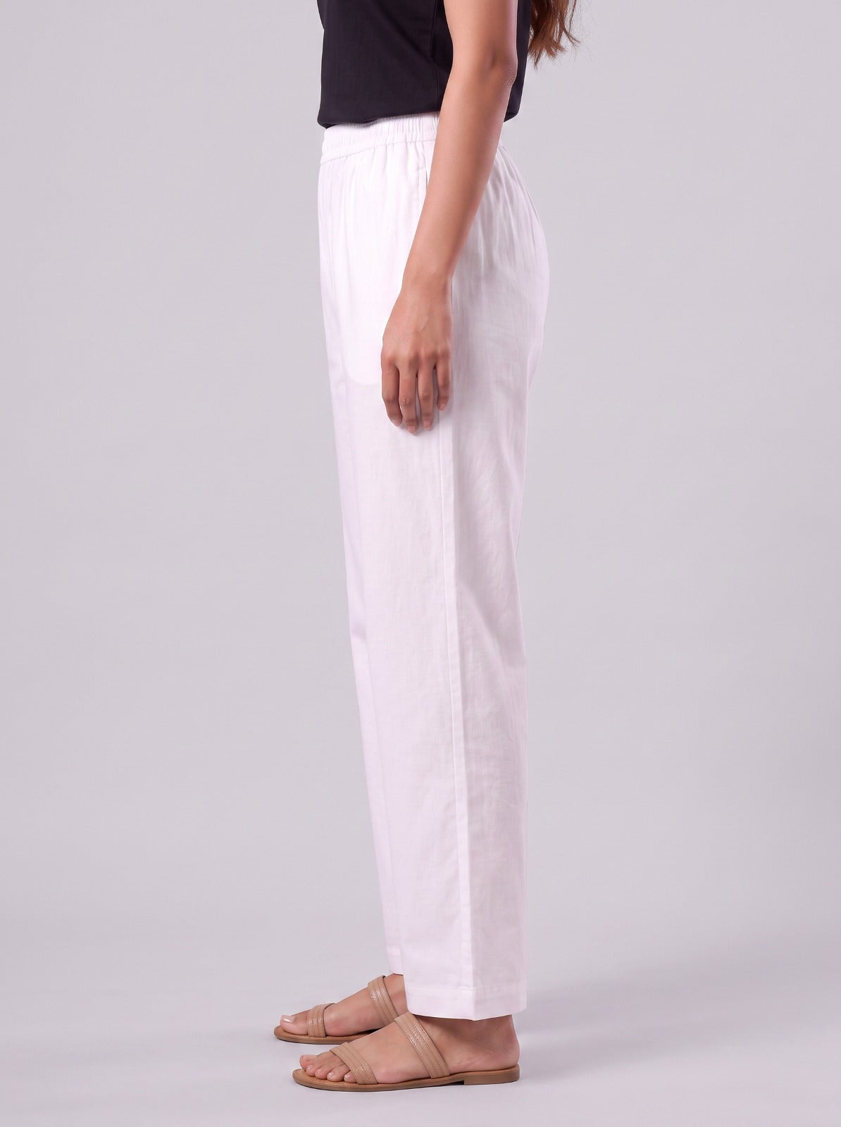 Zivah White Readymade Cotton Straight Pants