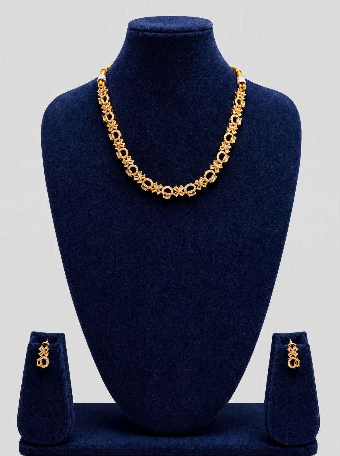 Rose Gold American Diamond Choker With Earrings