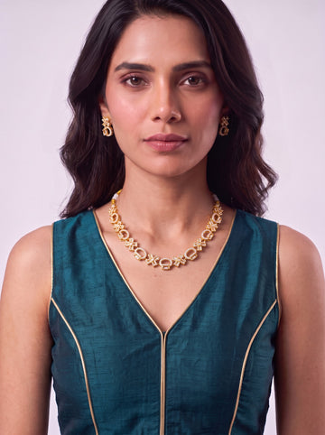 Rose Gold American Diamond Choker With Earrings