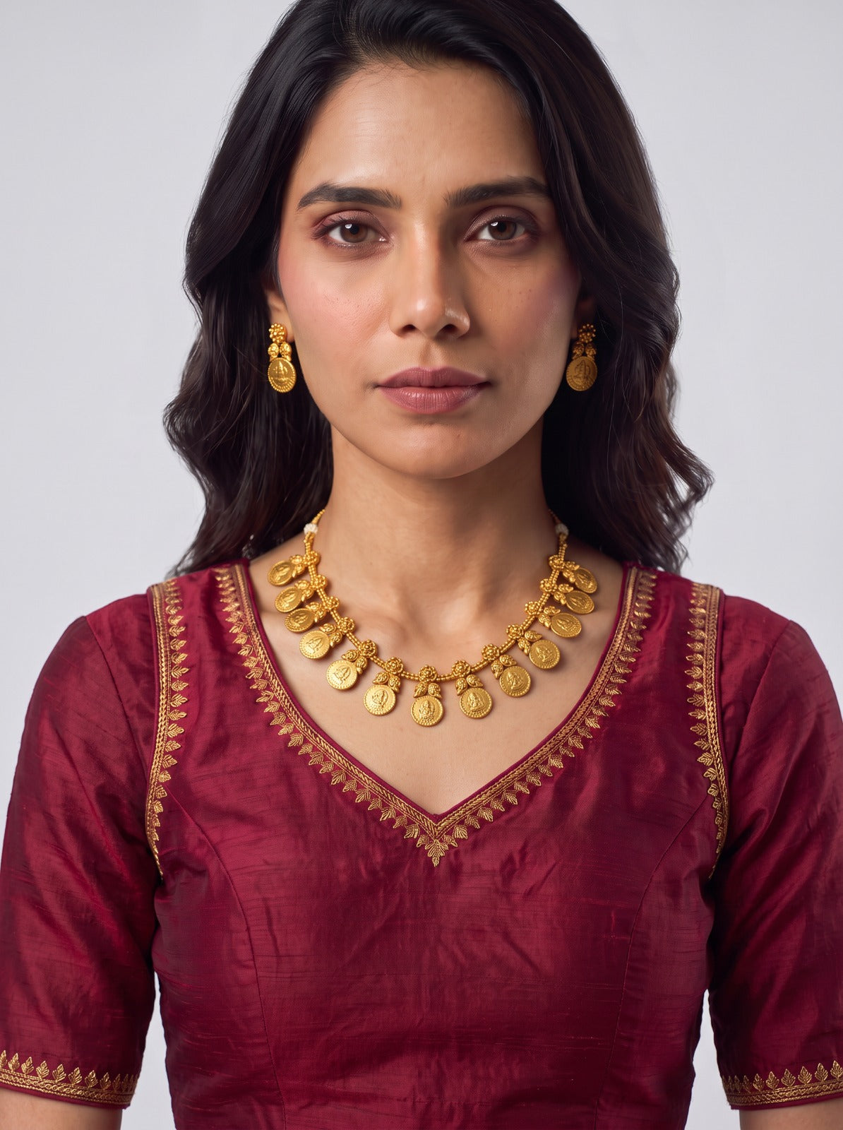 Coin Maanga Lakshmi Necklace With Earrings