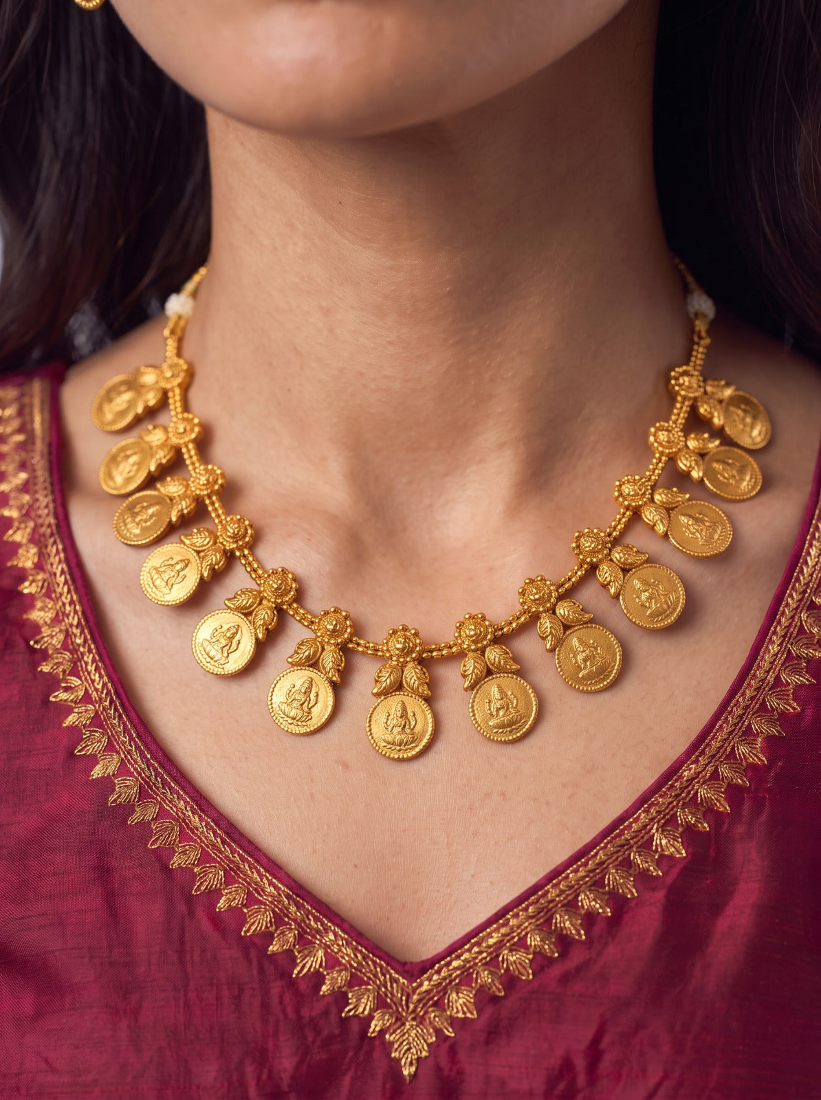 Coin Maanga Lakshmi Necklace With Earrings