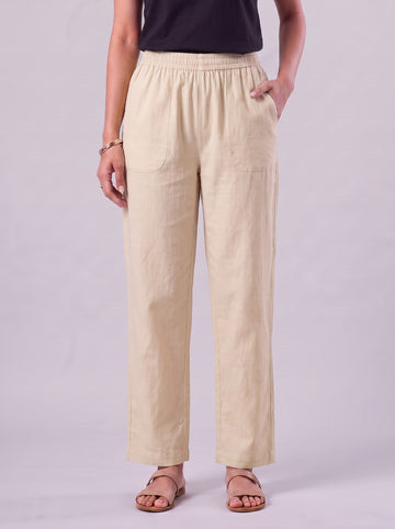 Zivah Cream Readymade Cotton Straight Pants (45-600-3)