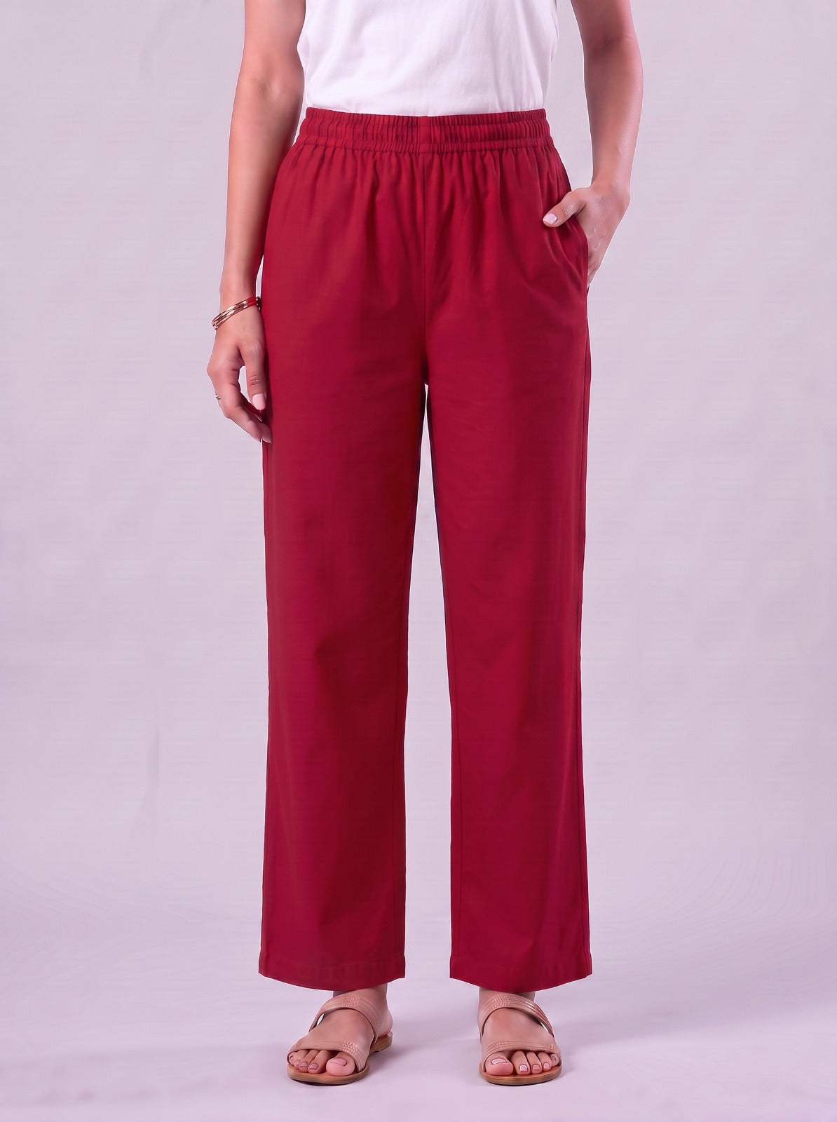 Zivah White Readymade Cotton Straight Pants
