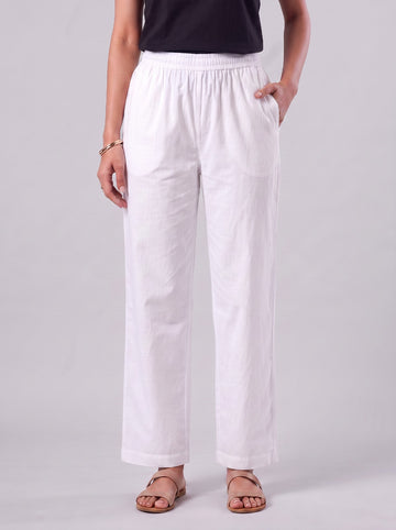 Zivah White Readymade Cotton Straight Pants