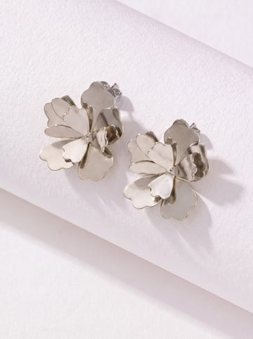 Silver Petal Earrings