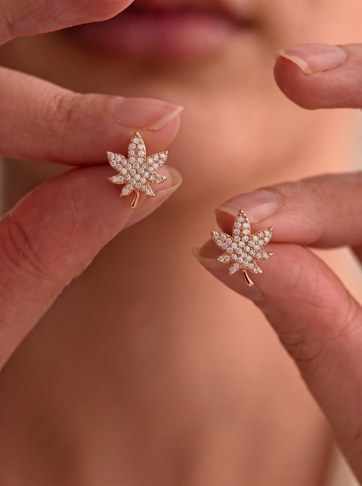 Rose Gold Leaf Earrings