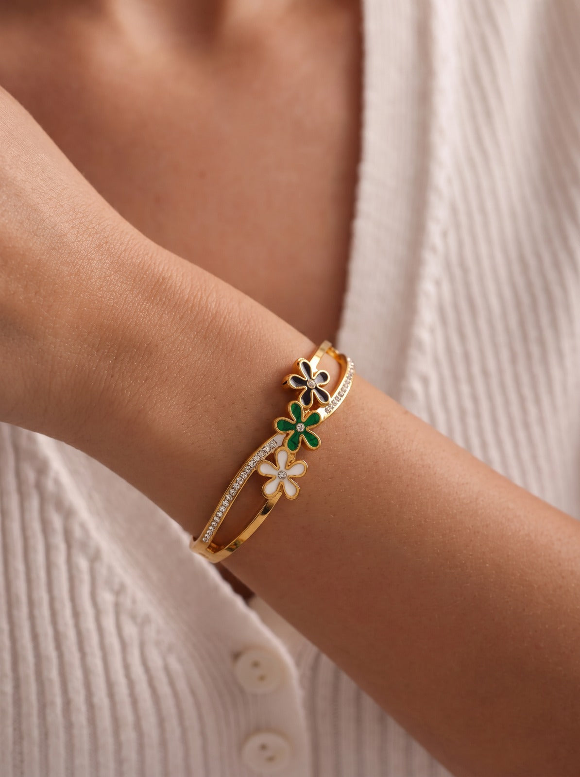 3 Flower Cuff Bangle
