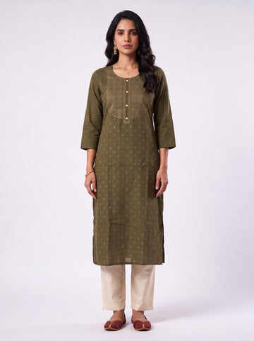 Green Zari Kurtha