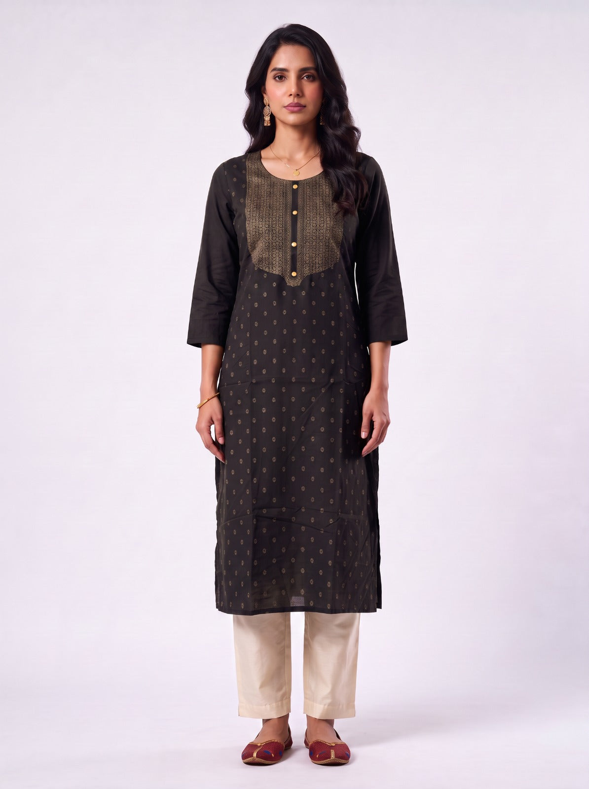 Black Zari Kurtha