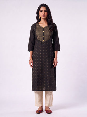 Black Zari Kurtha