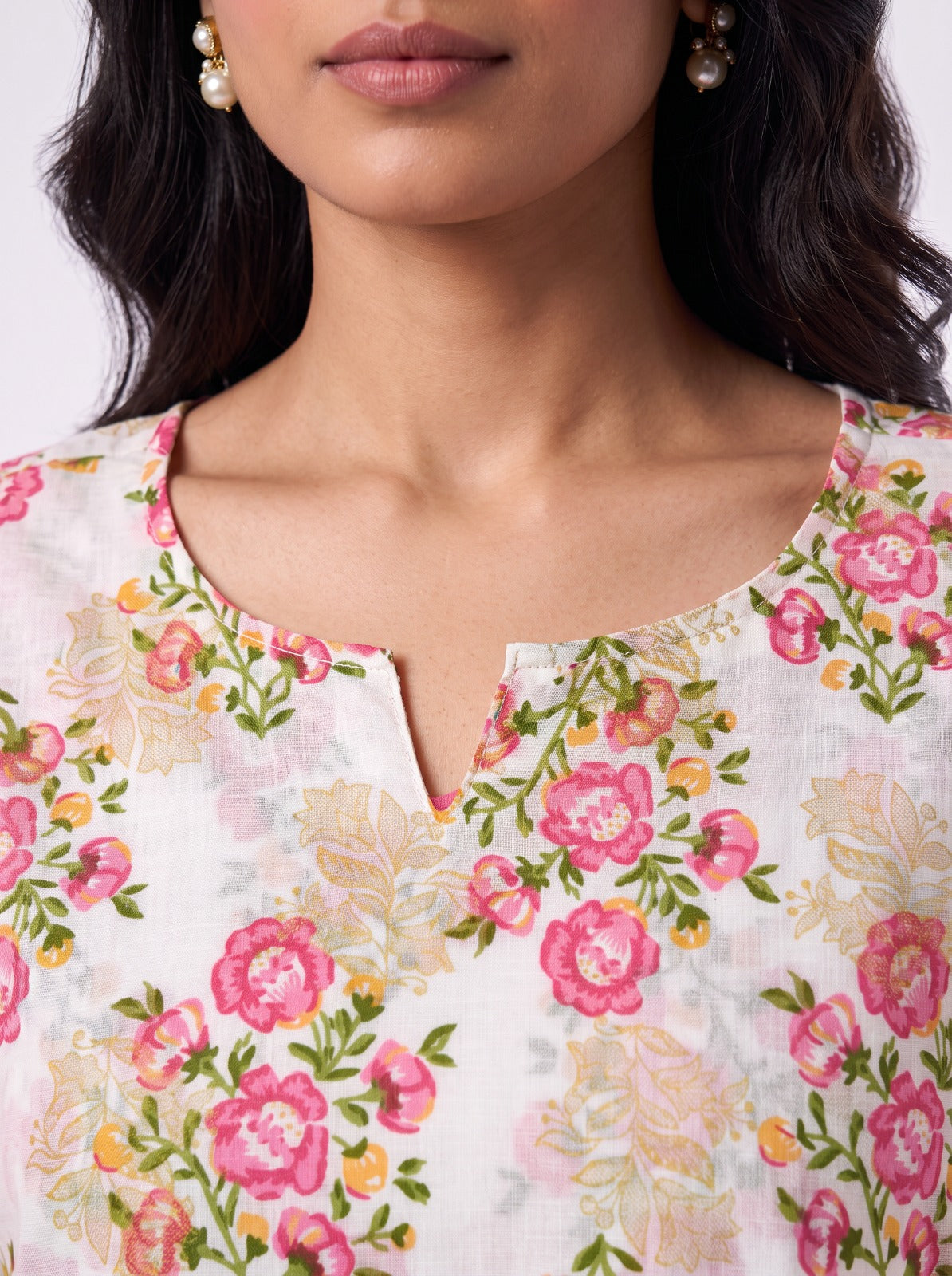 White Floral Tunic Top