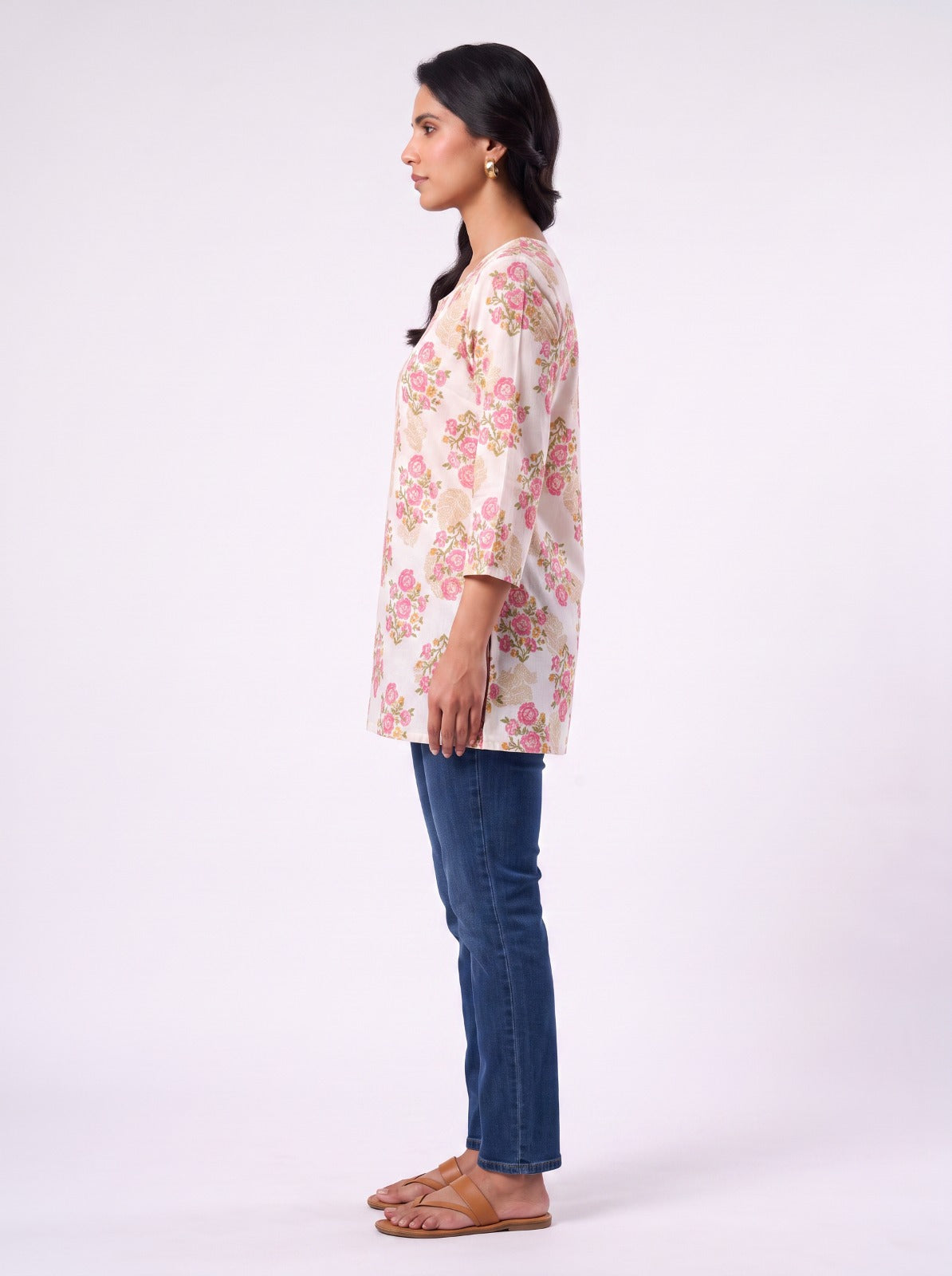 White Floral Tunic Top