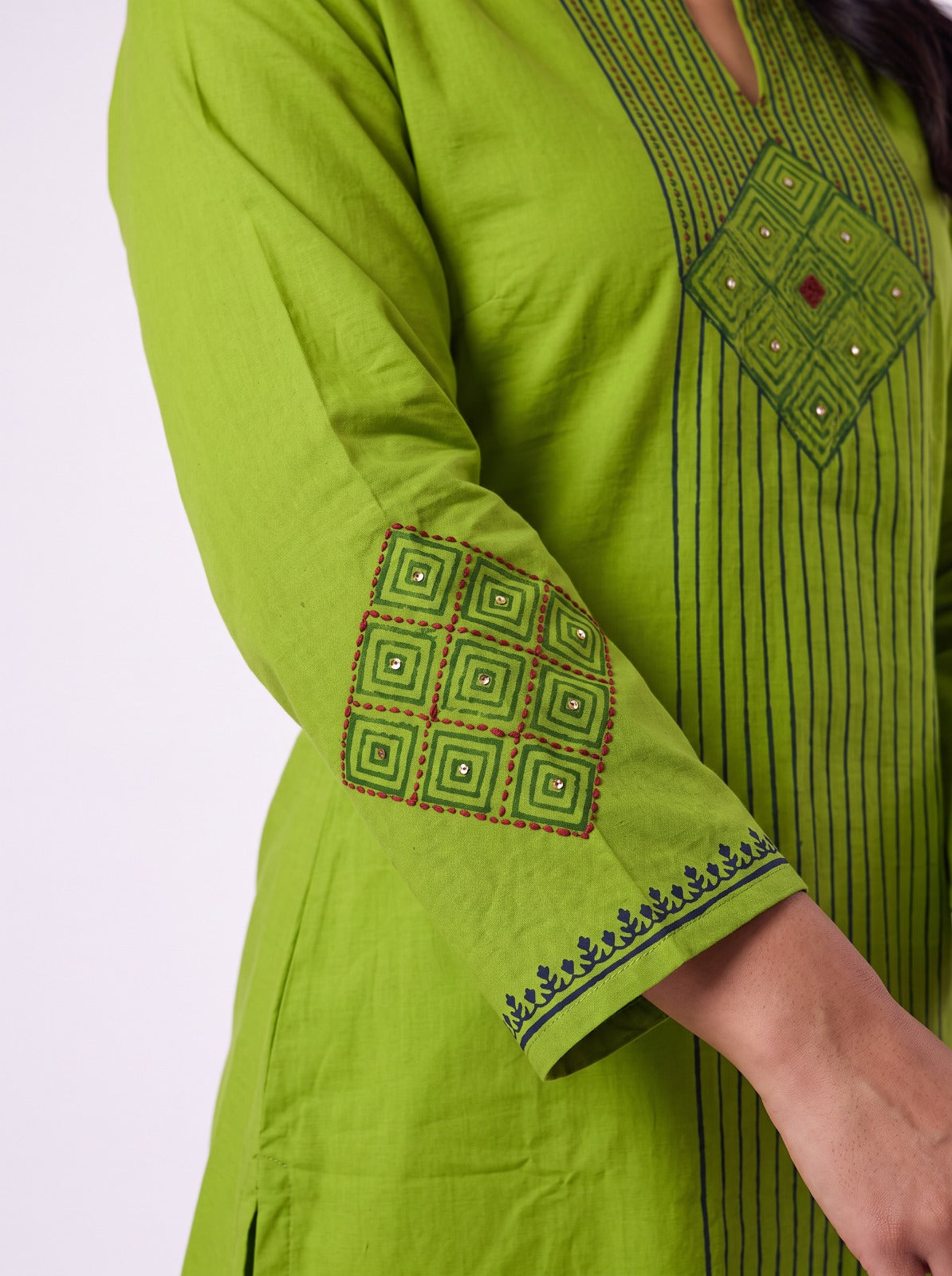 Lime Green Diamond Print Co-ord Set