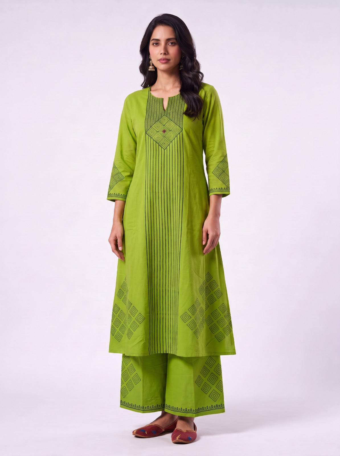 Lime Green Diamond Print Co-ord Set