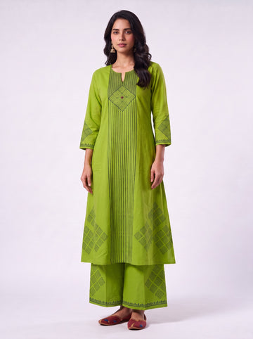 Lime Green Diamond Print Co-ord Set