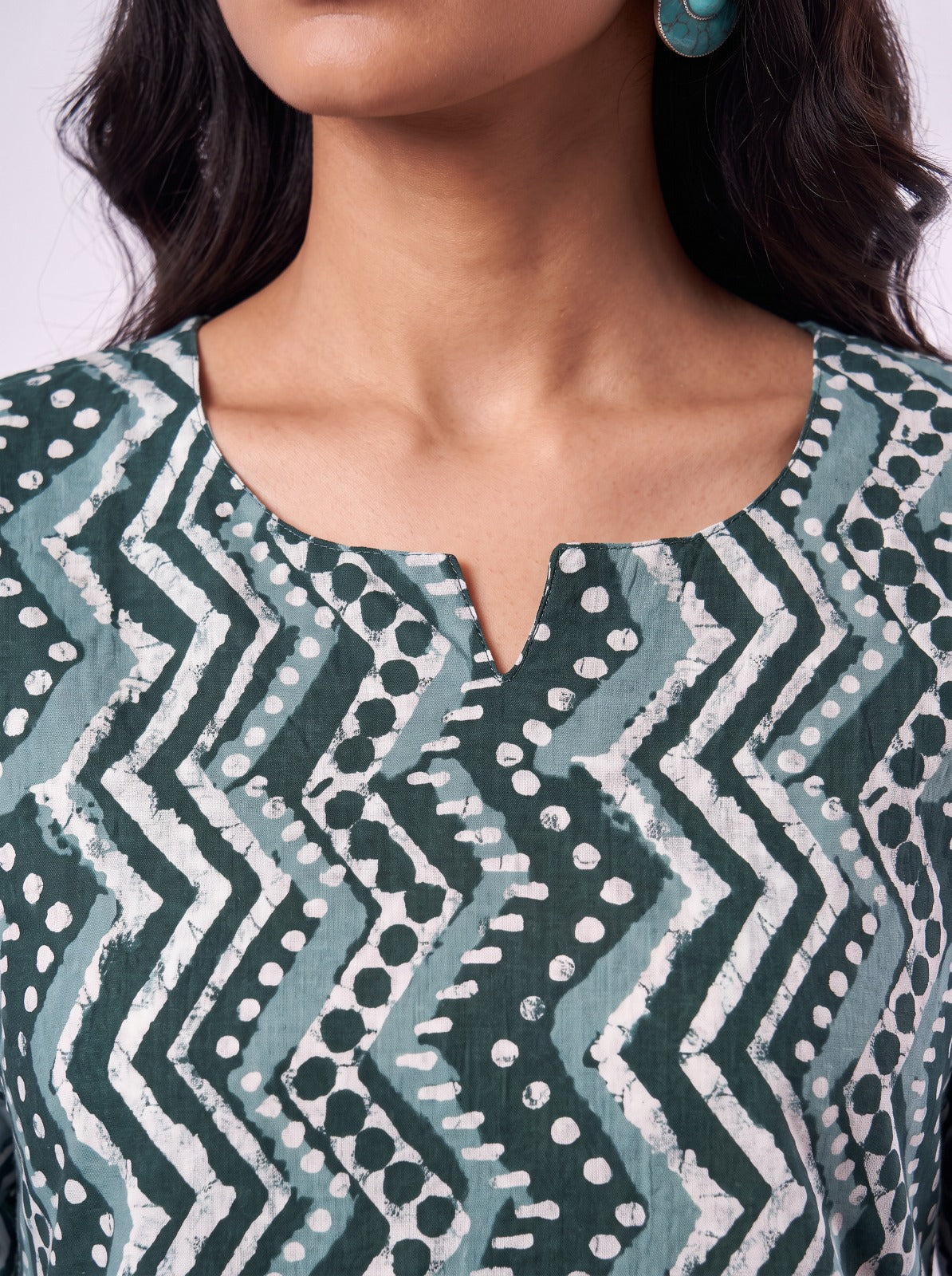 Zig Zag Teal Tunic Top