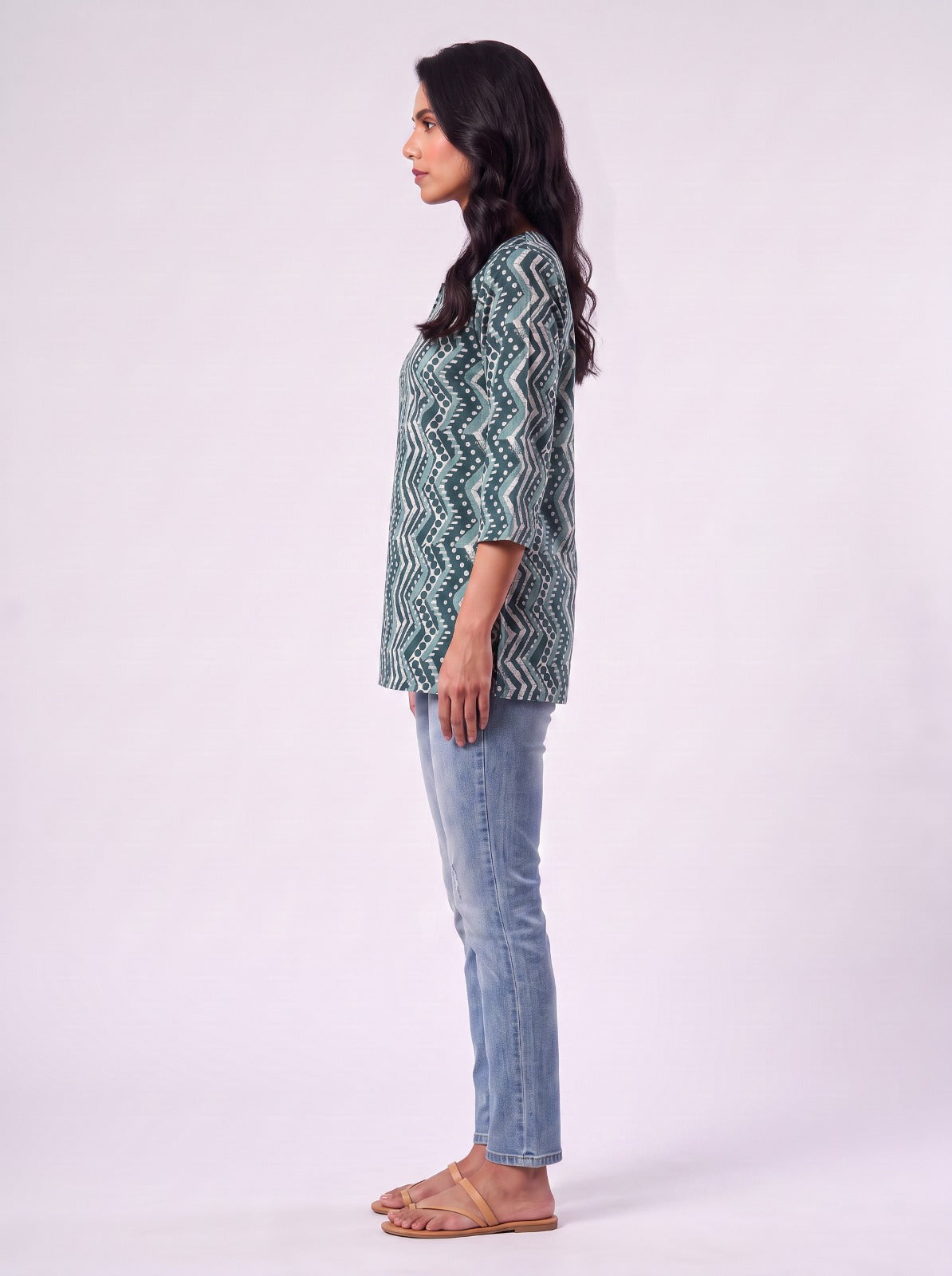 Zig Zag Teal Tunic Top