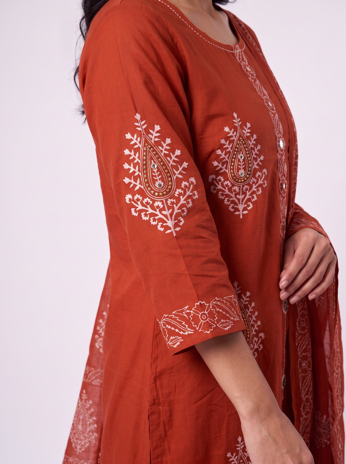 Sindoor Motif Cotton Salwar Set