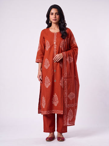 Sindoor Motif Cotton Salwar Set