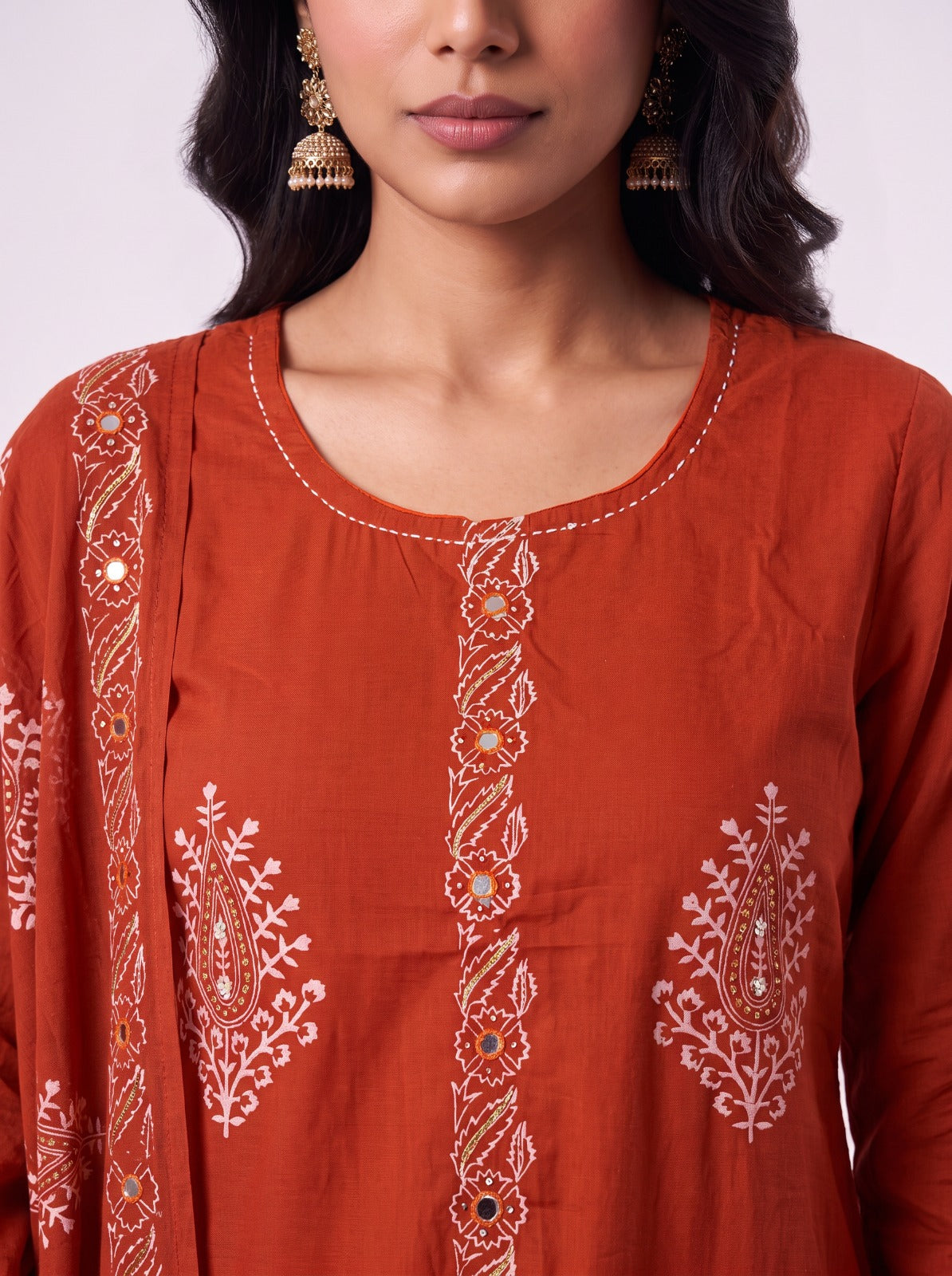 Sindoor Motif Cotton Salwar Set