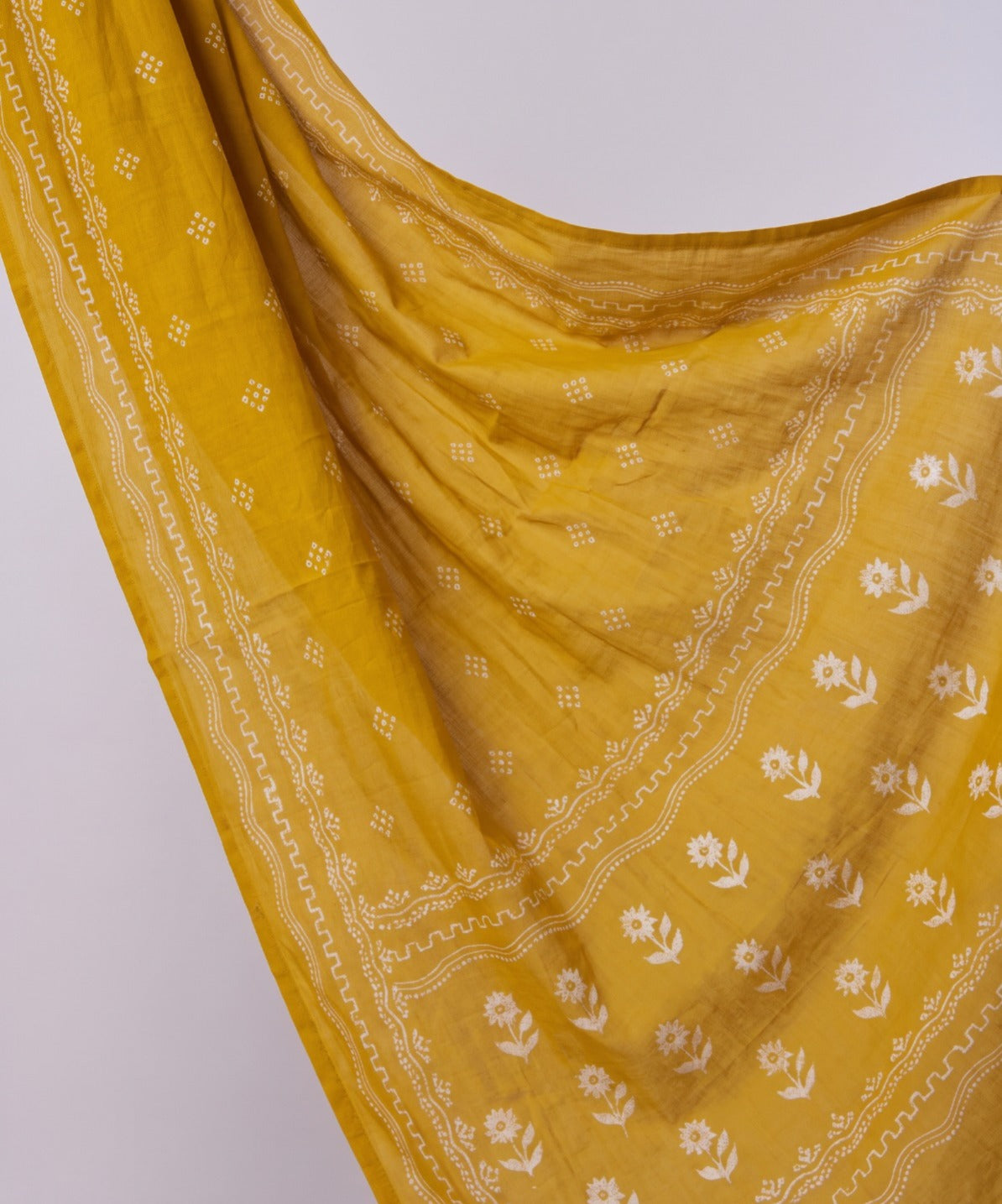 White And Yellow Floral Cotton Salwar Set