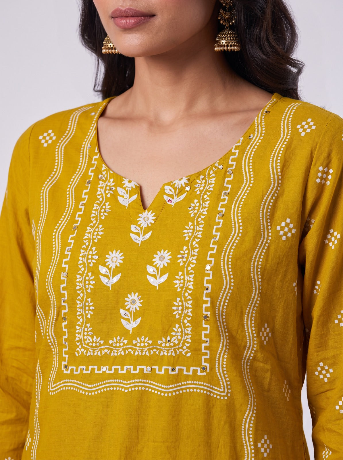 White And Yellow Floral Cotton Salwar Set