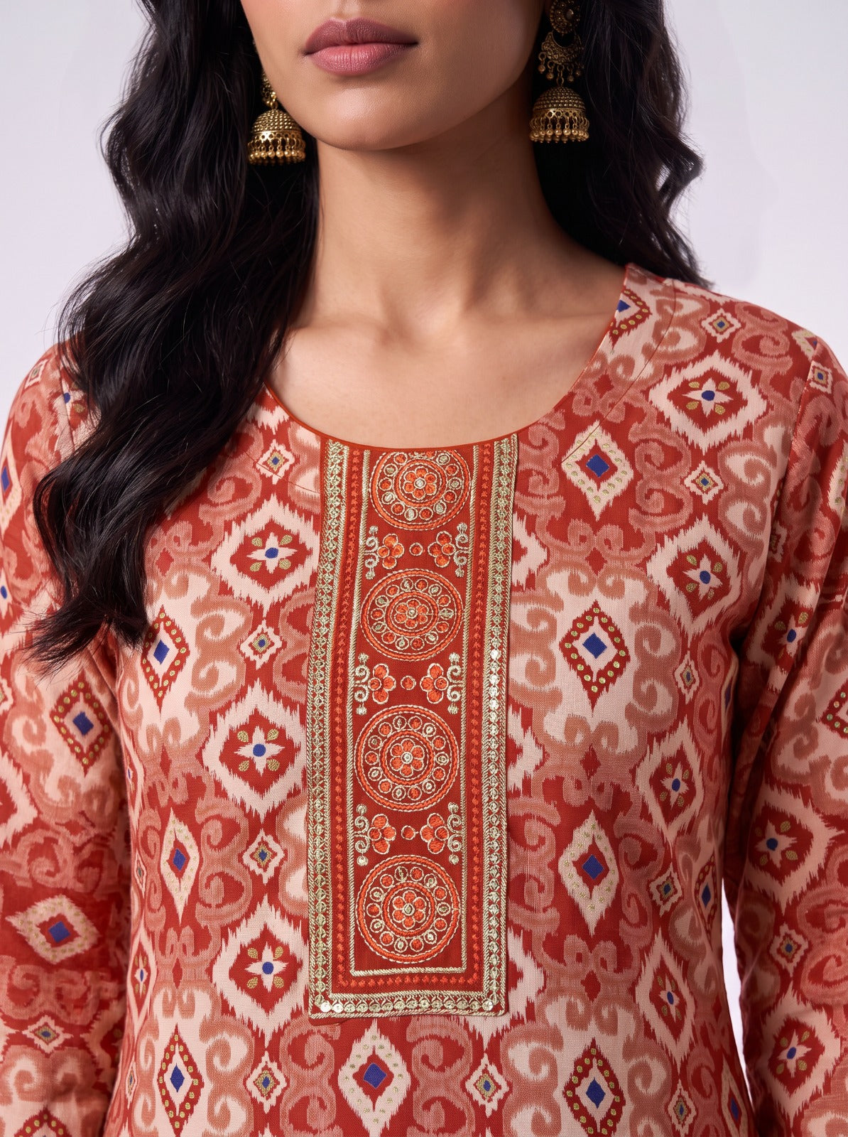 Crimson Ikat Rayon 2 Piece Set