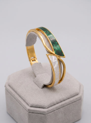 Emerald White Cuff Bangles