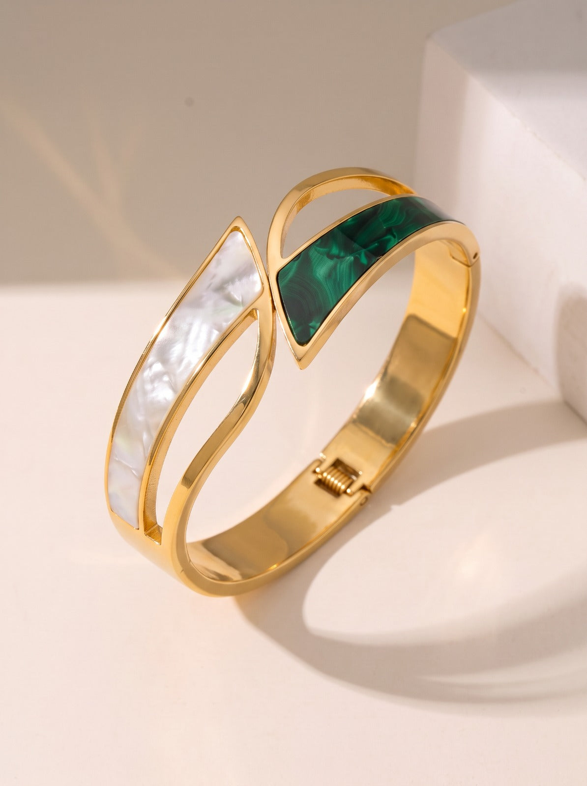Emerald White Cuff Bangles