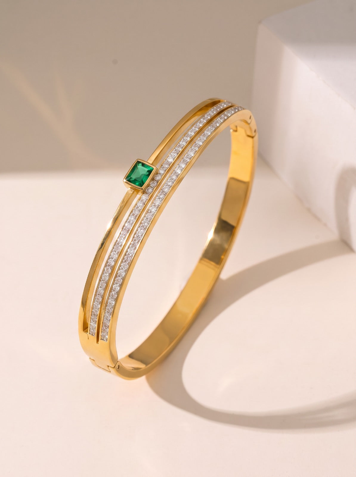 Three Layer Emerald Cuff Bangles