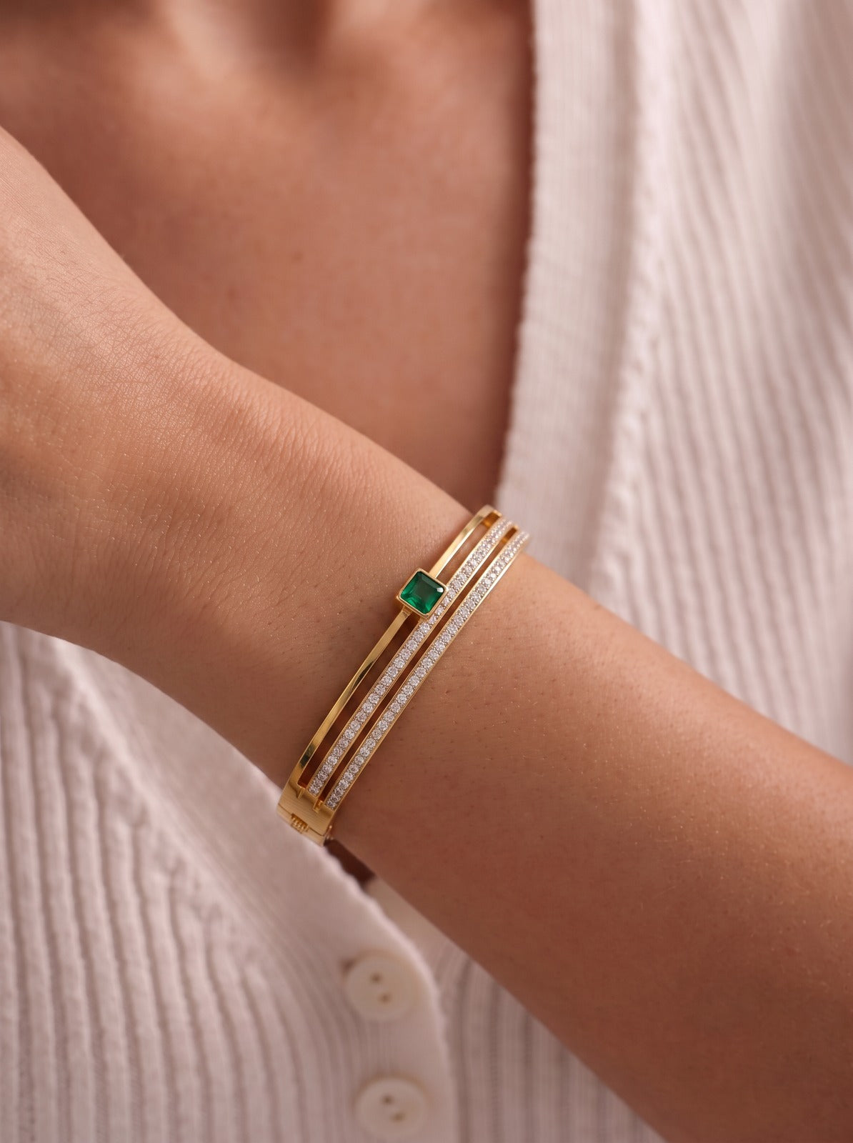 Three Layer Emerald Cuff Bangles