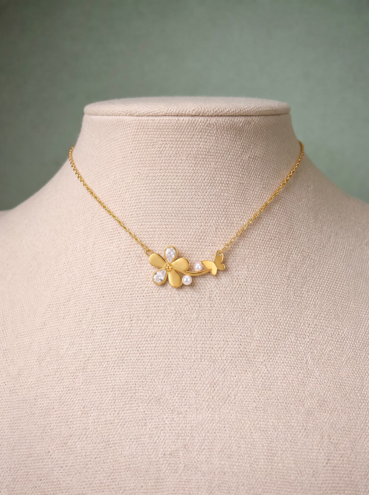Flower Butterfly Necklace