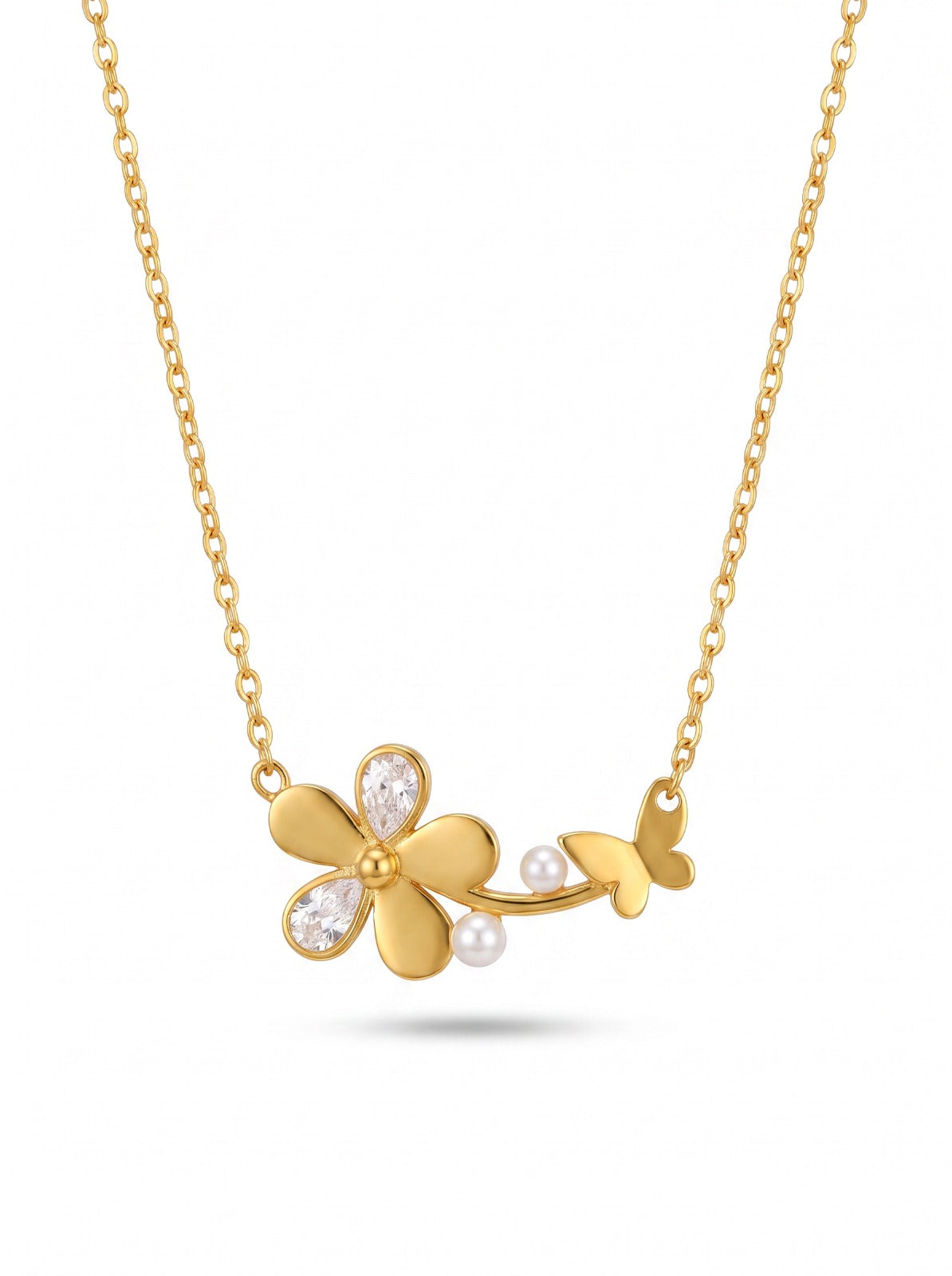 Flower Butterfly Necklace