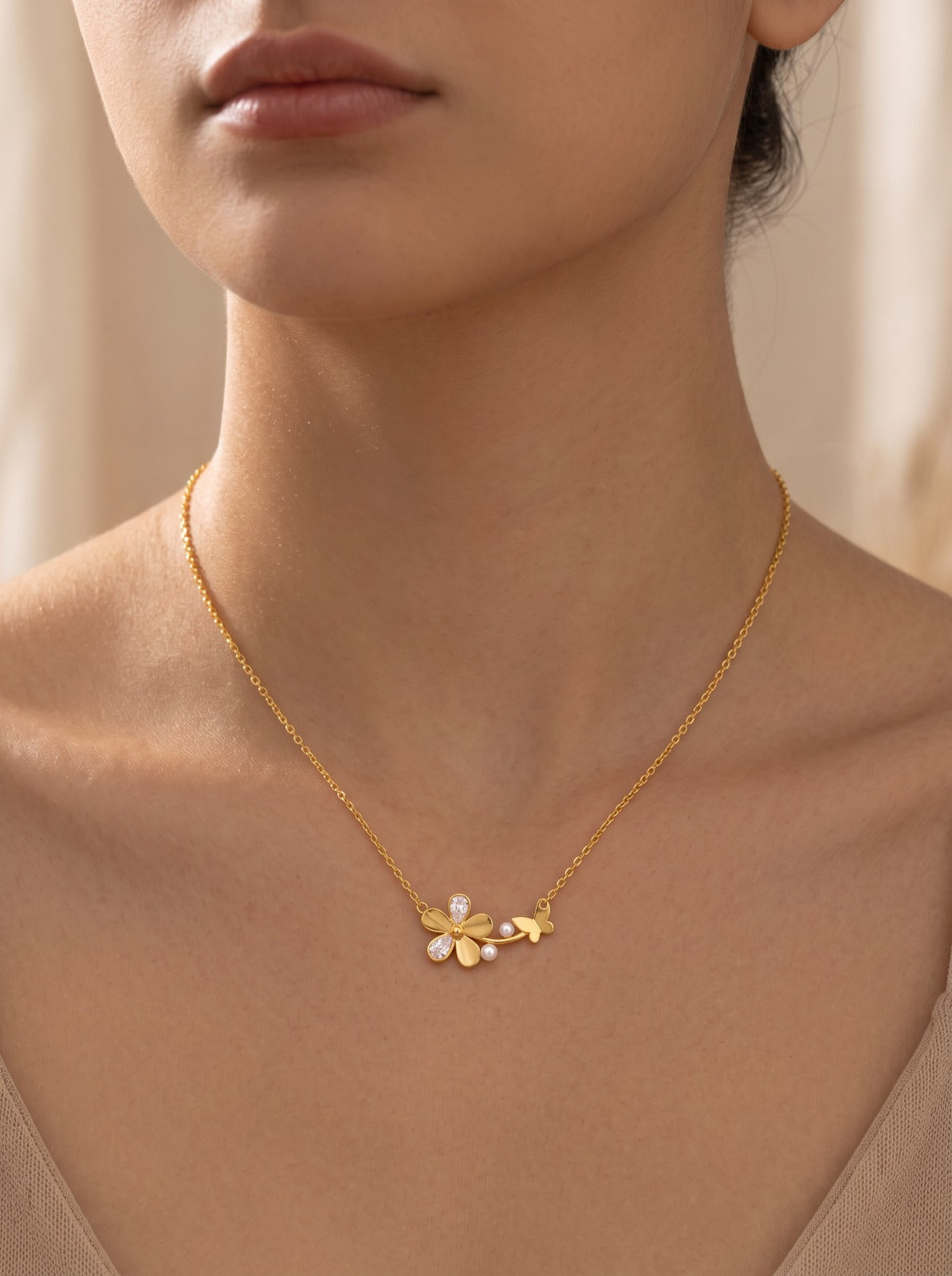 Flower Butterfly Necklace