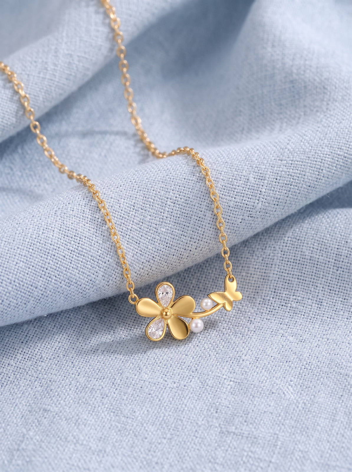 Flower Butterfly Necklace