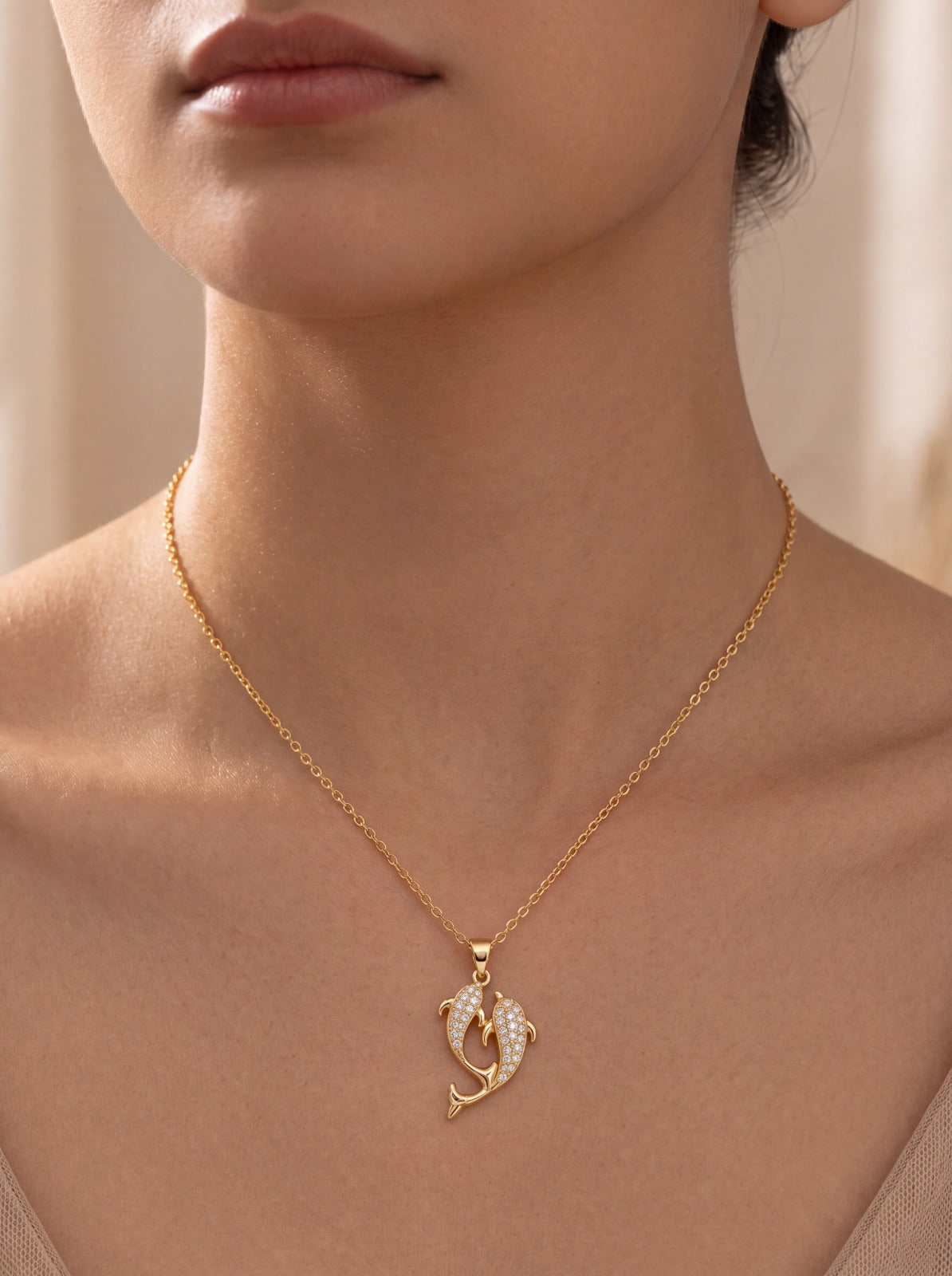 Twin Dolphin Necklace