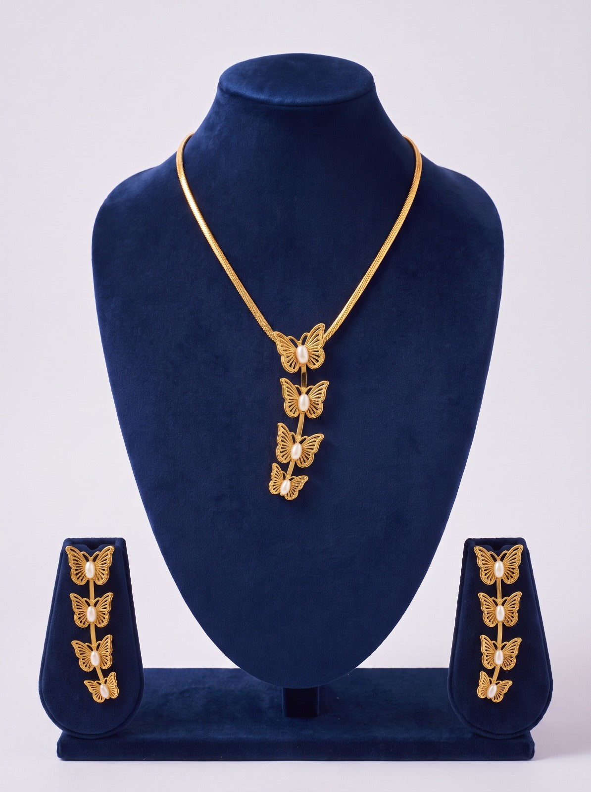 Butterfly Cascade Necklace Set With Earrings