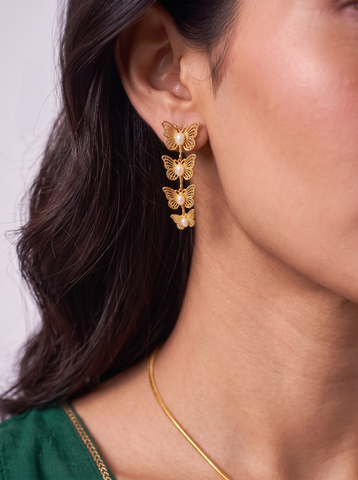 Butterfly Cascade Necklace Set With Earrings