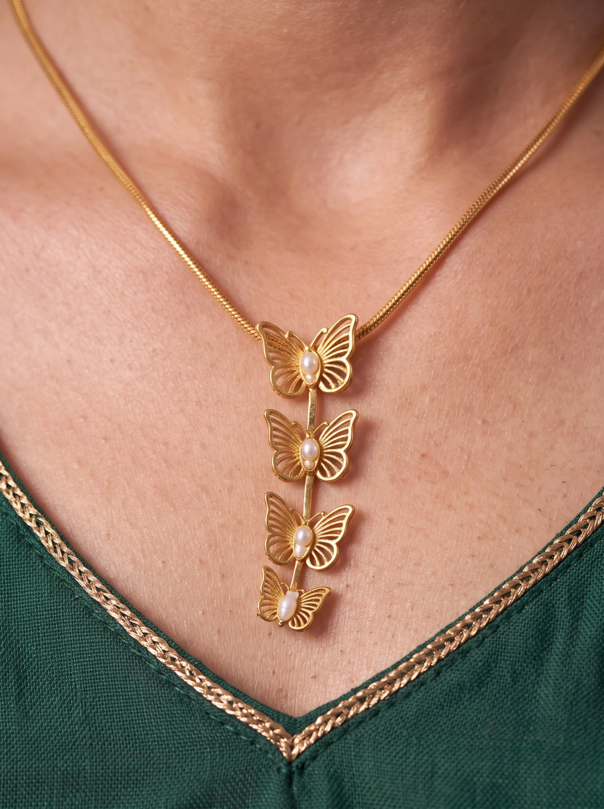 Butterfly Cascade Necklace Set With Earrings
