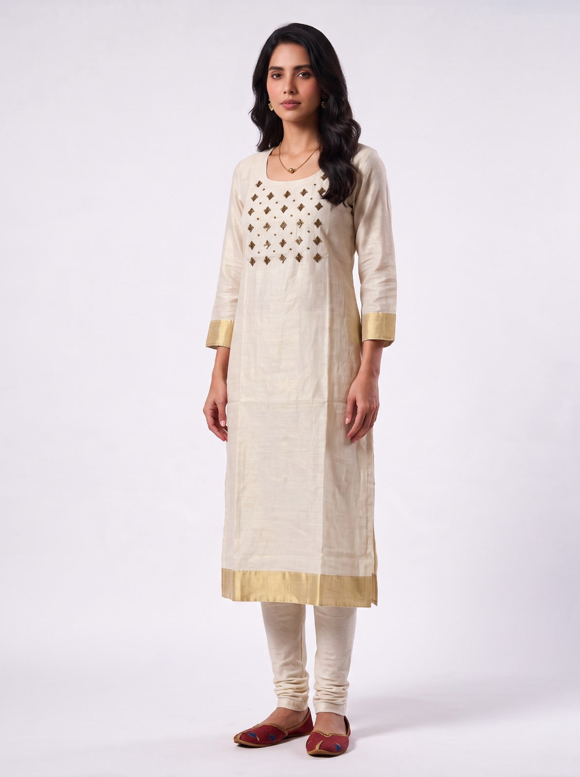 Cream Festive Kurta