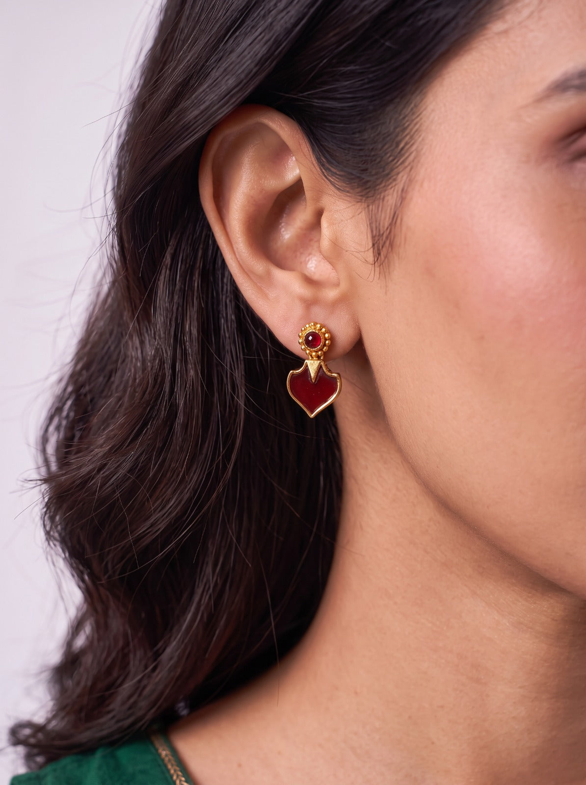 Red Nagapada Necklace With Earrings
